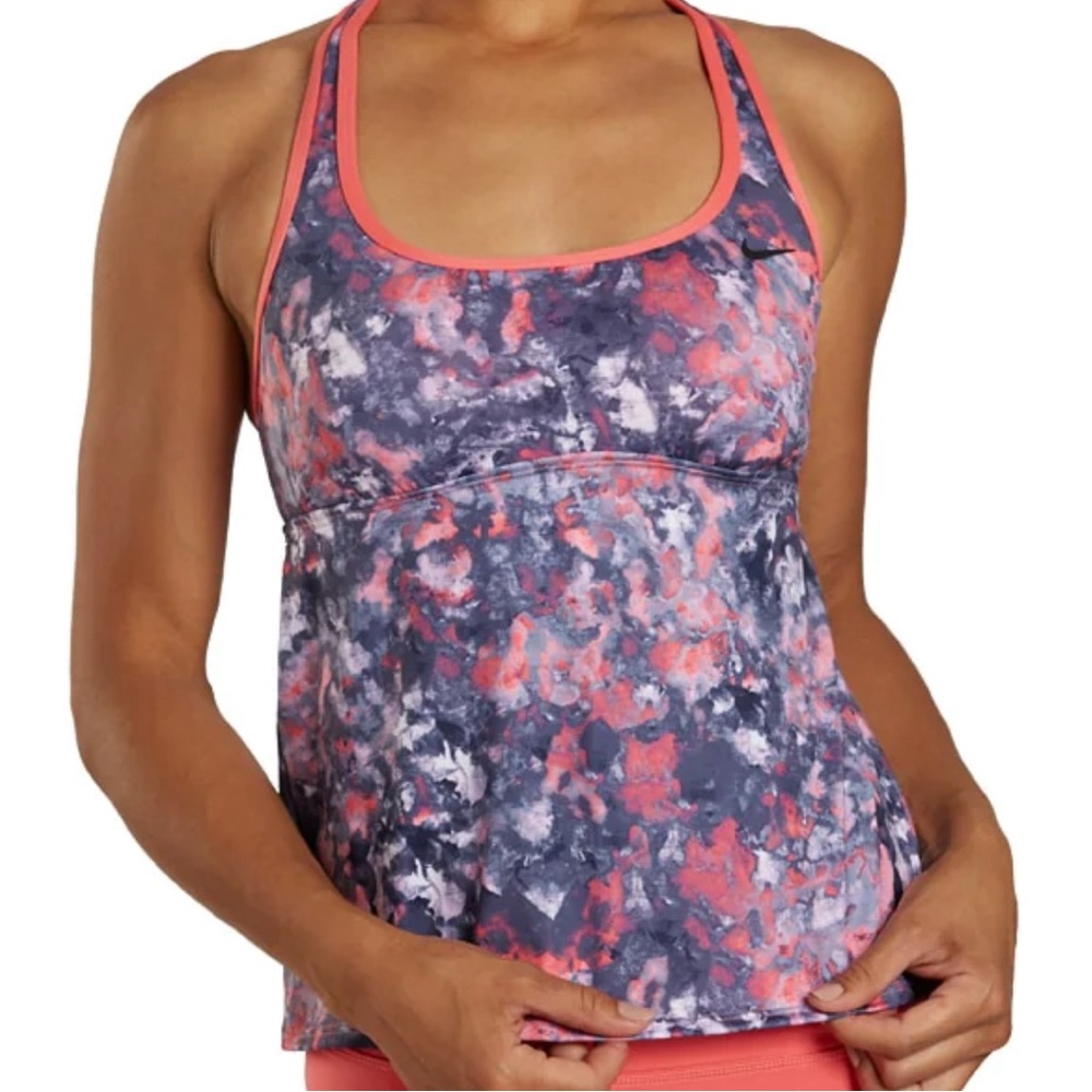 Nike Women's Earth Dye Racerback Tankini Swim Top in Sea Coral Size Small